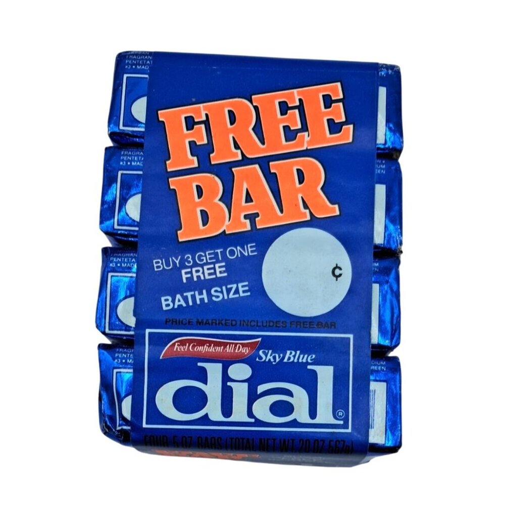 Dial Bar Soap Unisex 4-Pack Sky Blue Vintage Bath Size 5oz Movie Prop Collectibl